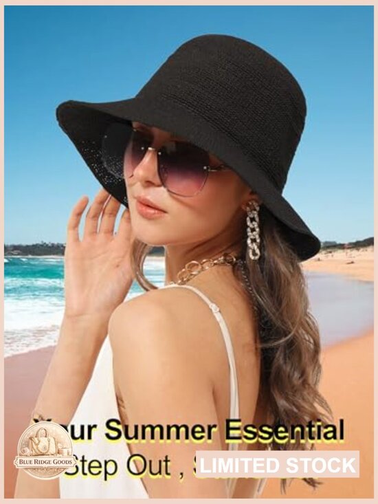 Hand Woven Straw Bucket Hat with UPF 50+ Foldable Travel Cap main image 5